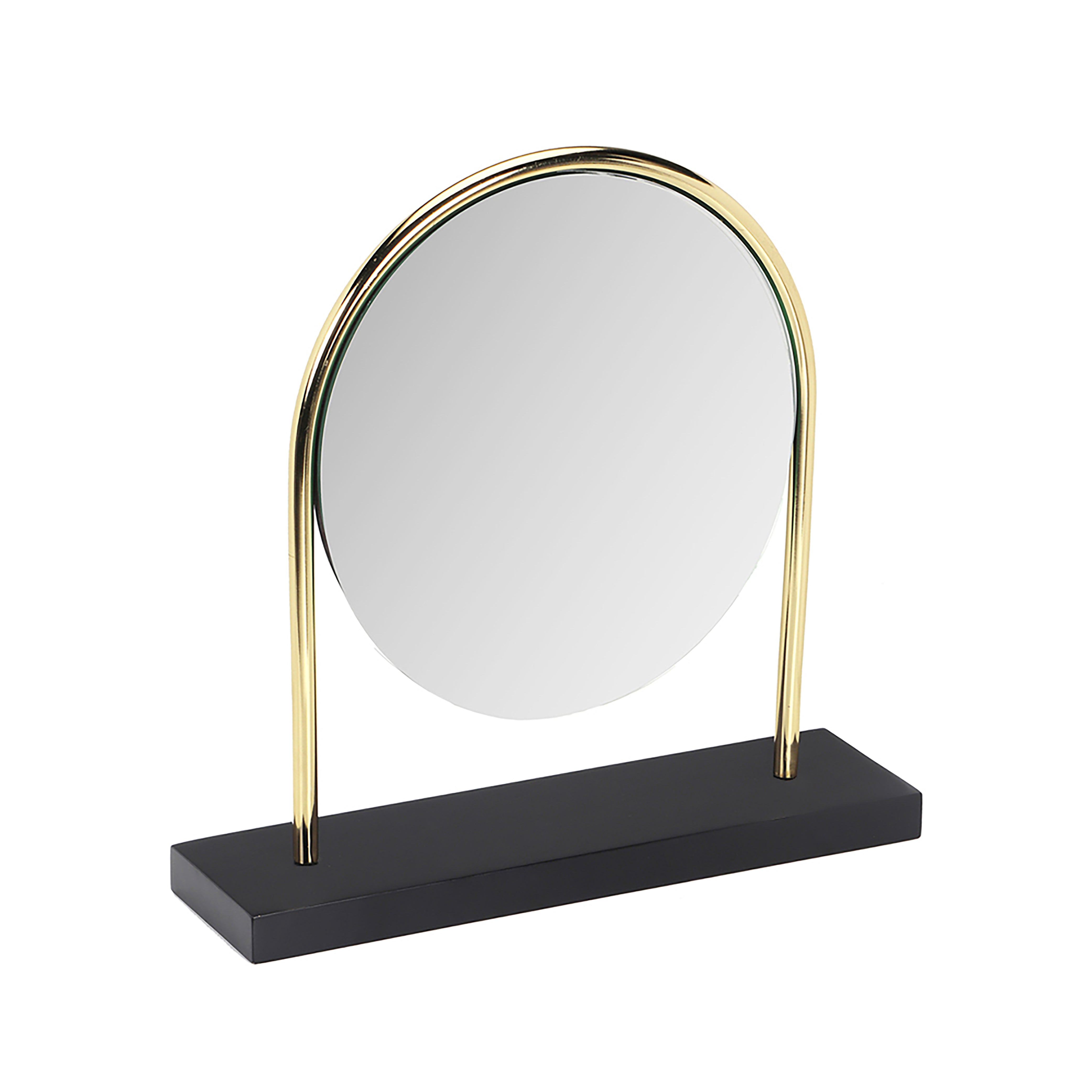 Decorative Metal & Wood Dresser Mirror, Black & Gold