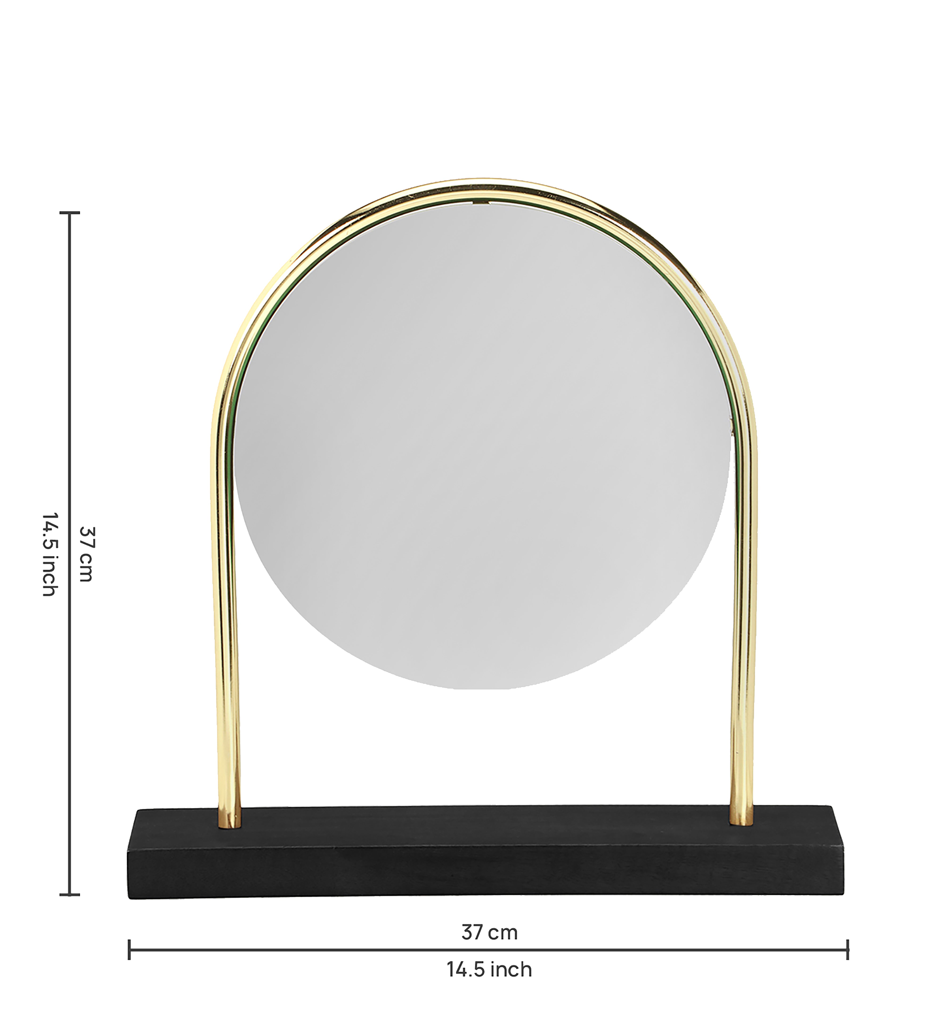 Decorative Metal & Wood Dresser Mirror, Black & Gold