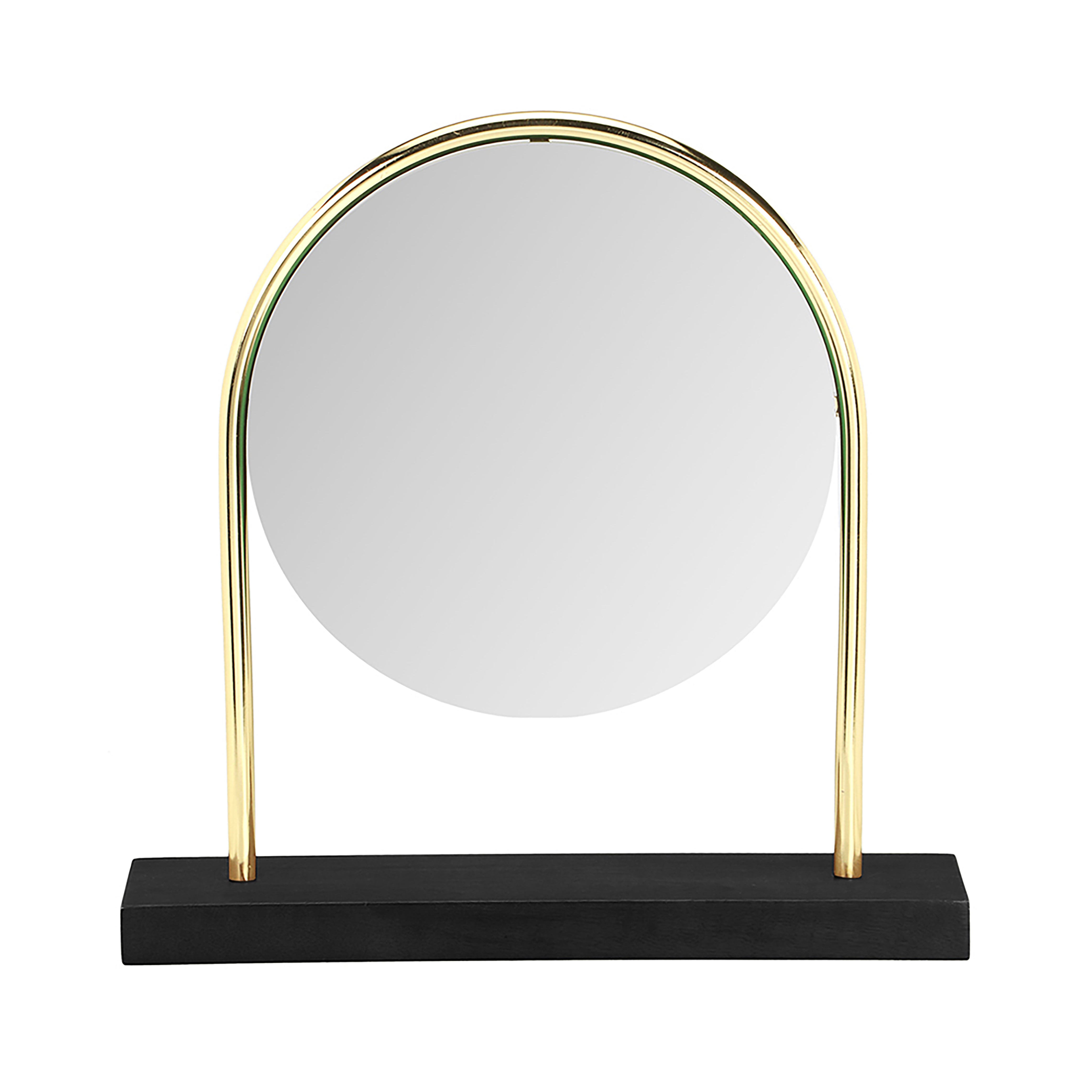Decorative Metal & Wood Dresser Mirror, Black & Gold