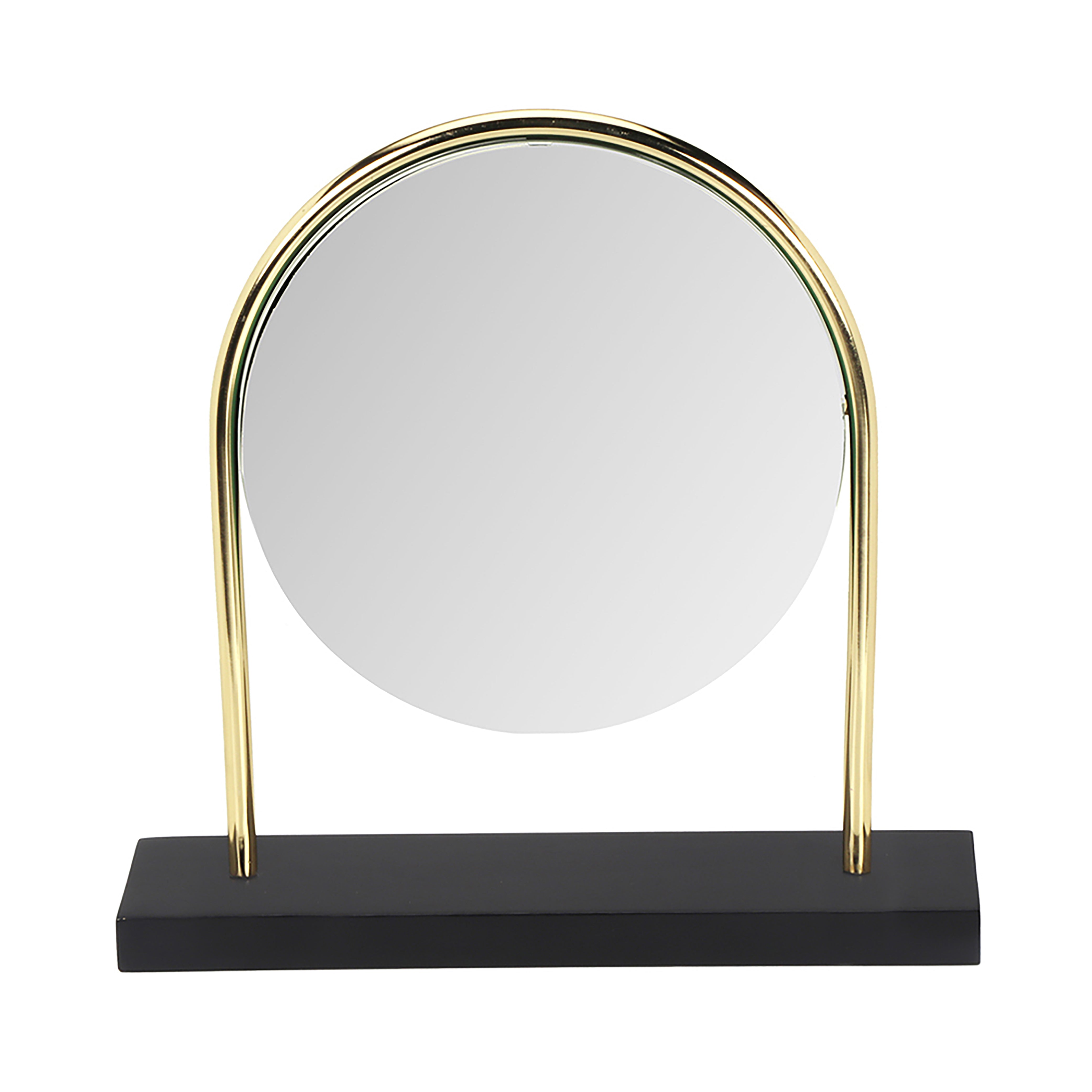 Decorative Metal & Wood Dresser Mirror, Black & Gold