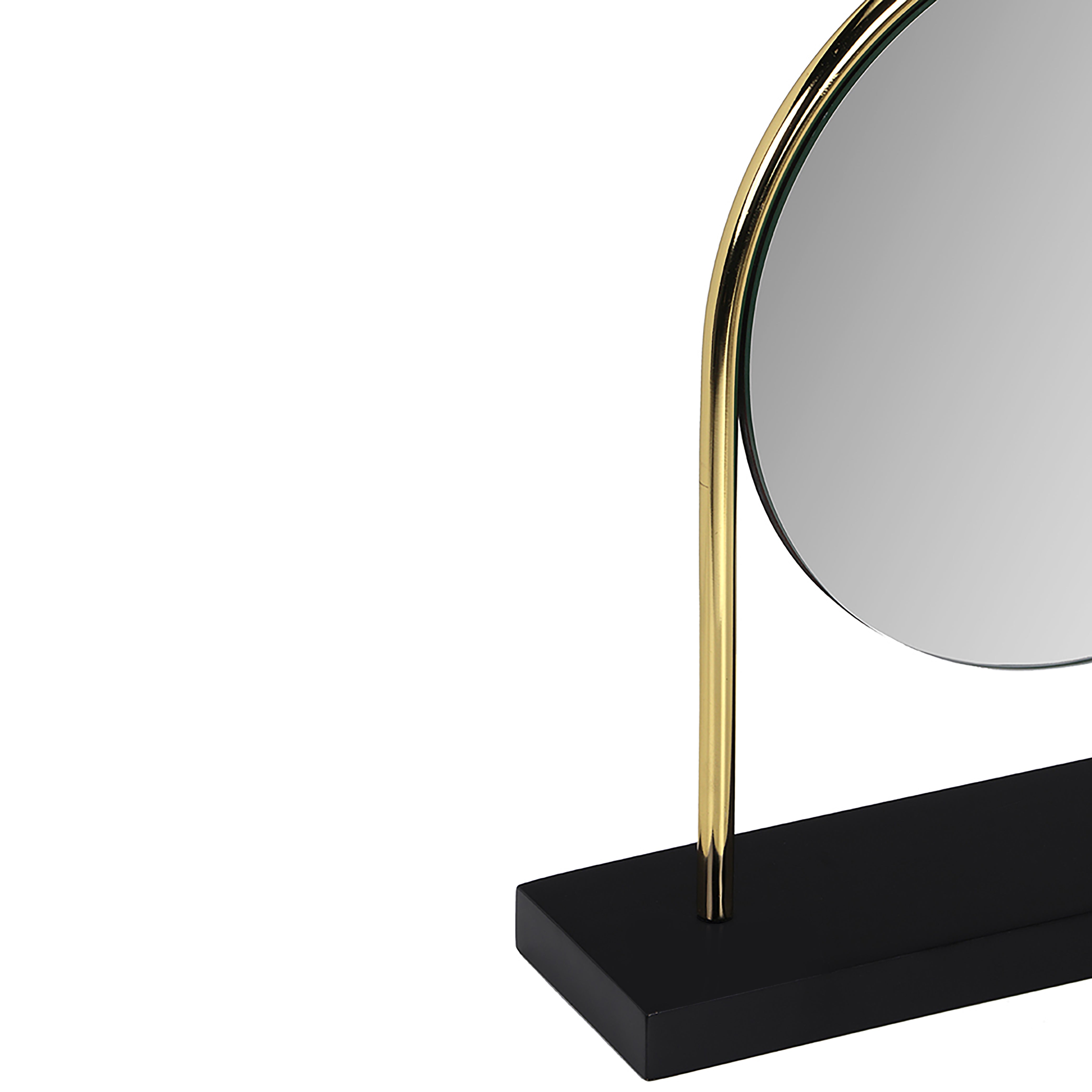 Decorative Metal & Wood Dresser Mirror, Black & Gold
