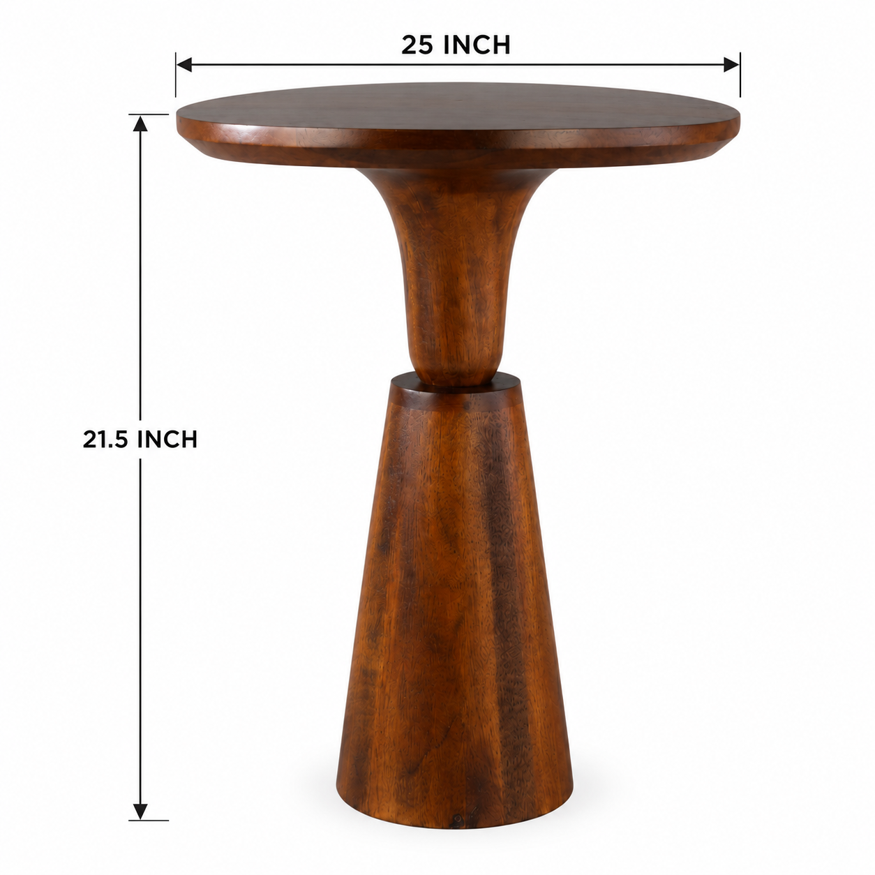 Noiré Sculpt Pedestal Side Table - Brown