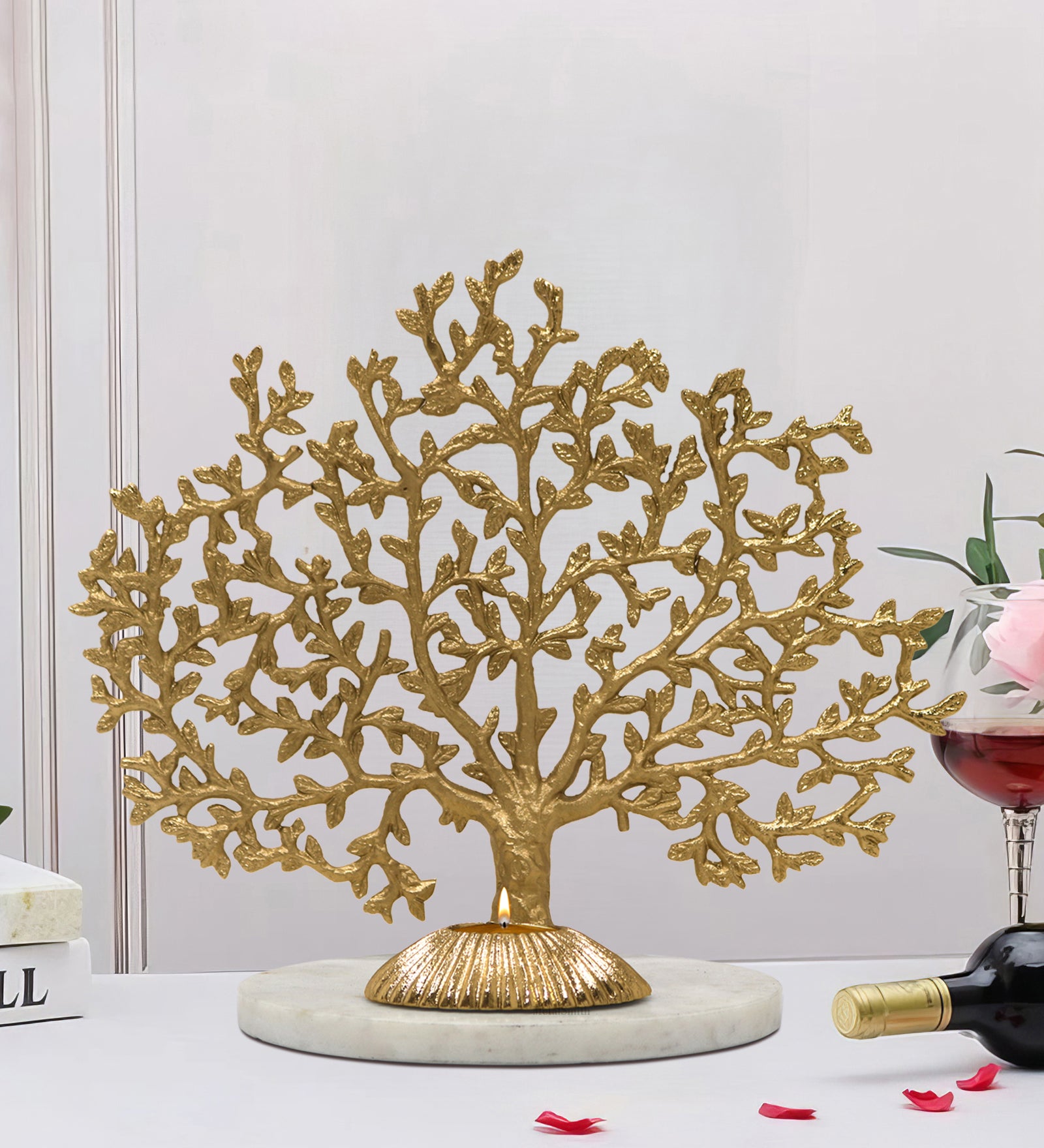 Metalsmith Coral Tree Sculpture Tea Light Holder on Marble Base