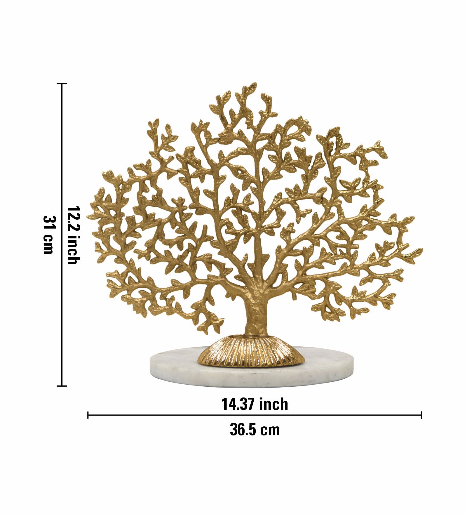 Metalsmith Gold Finish Coral Tree Sculpture Tea Light Holder on Marble Base