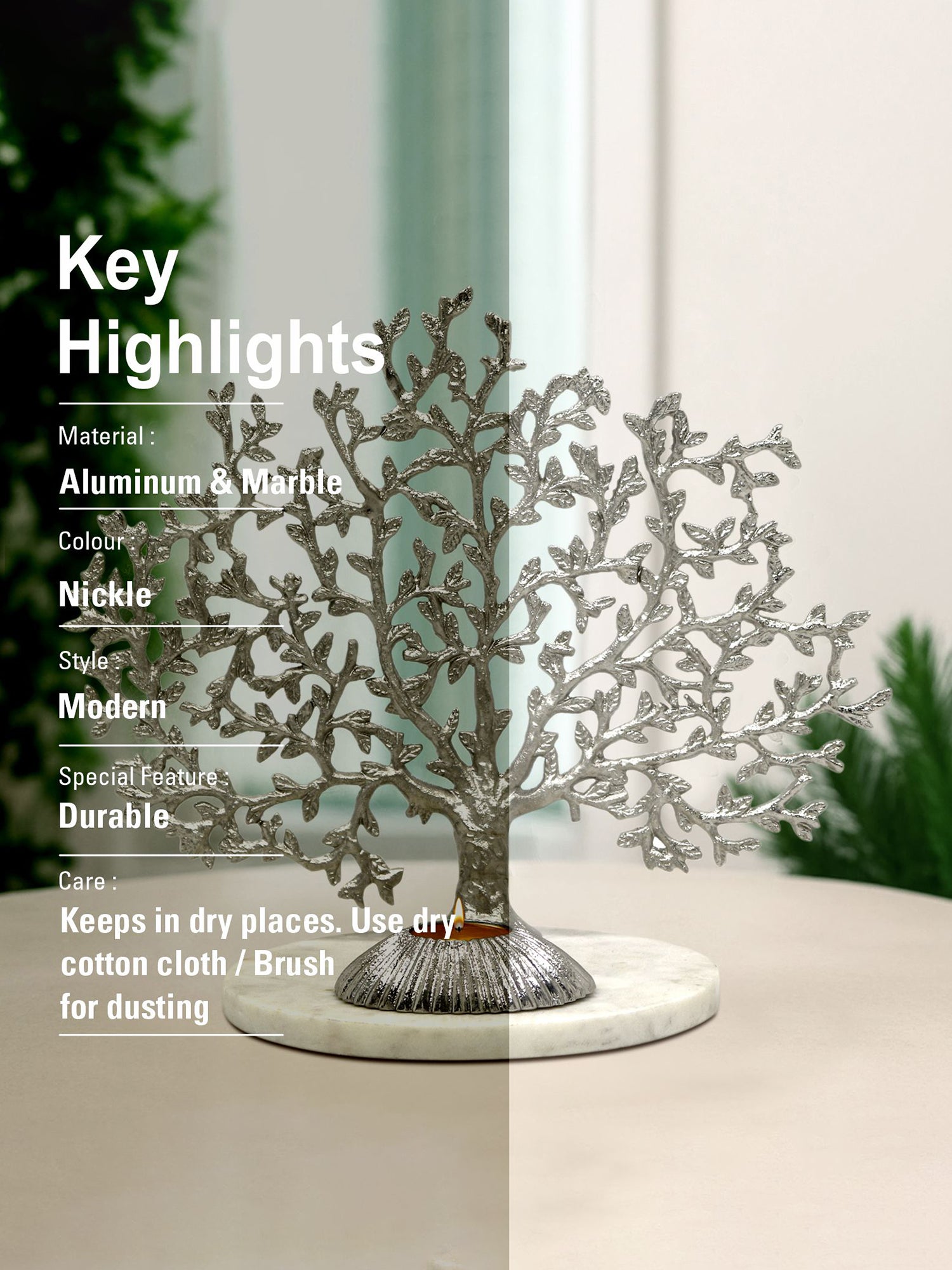 Metalsmith Coral Tree Sculpture Tea Light Holder on Marble Base