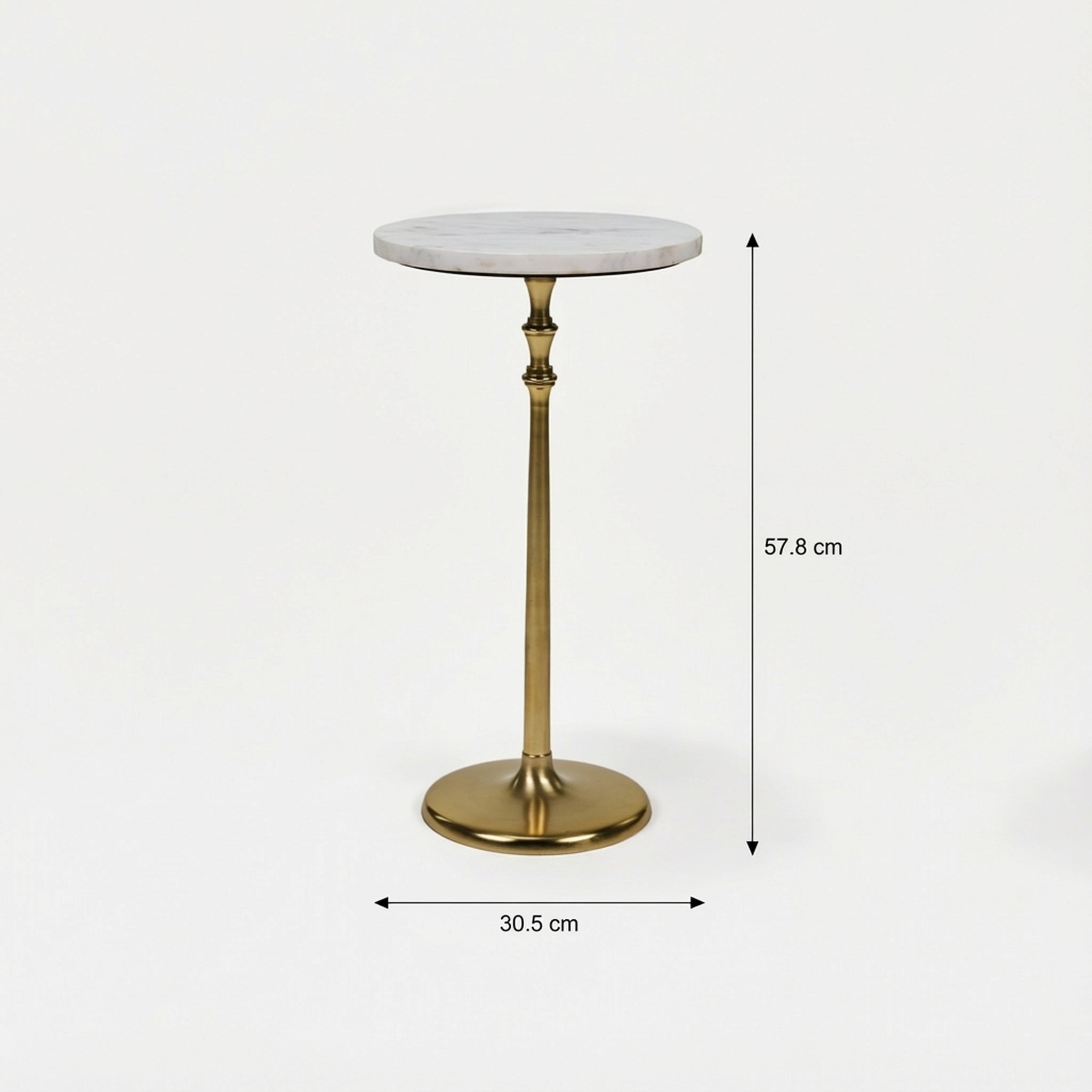 Metal Side Table With Marble Top - Gold & White