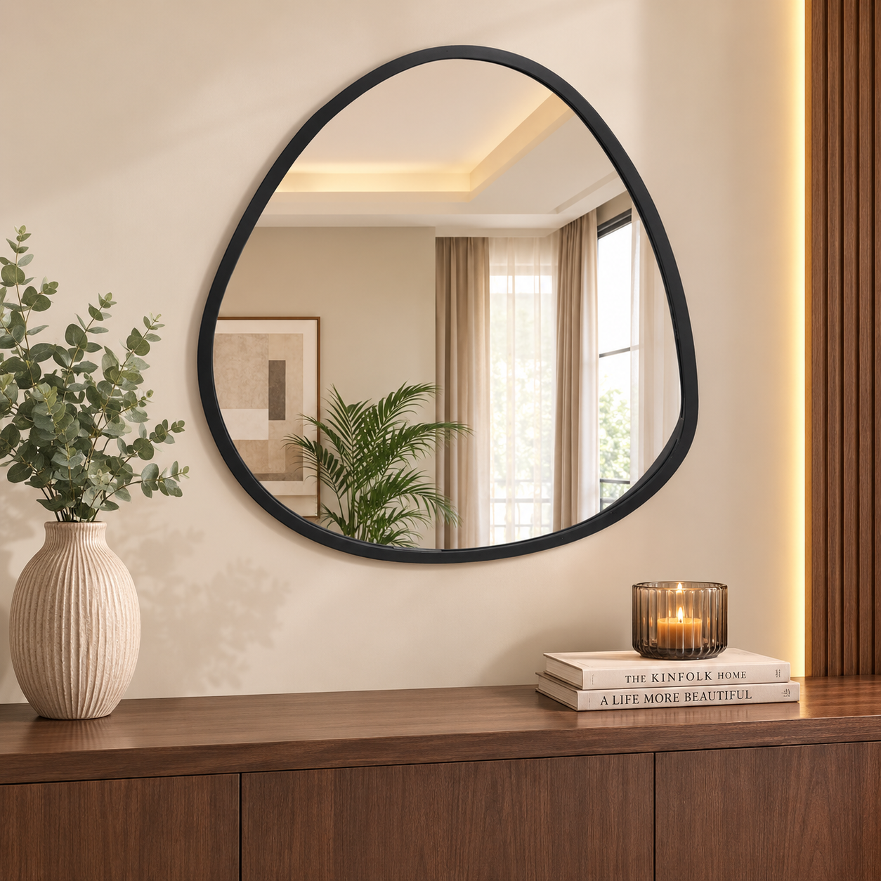 Metal Wall Hanging Mirror - Black