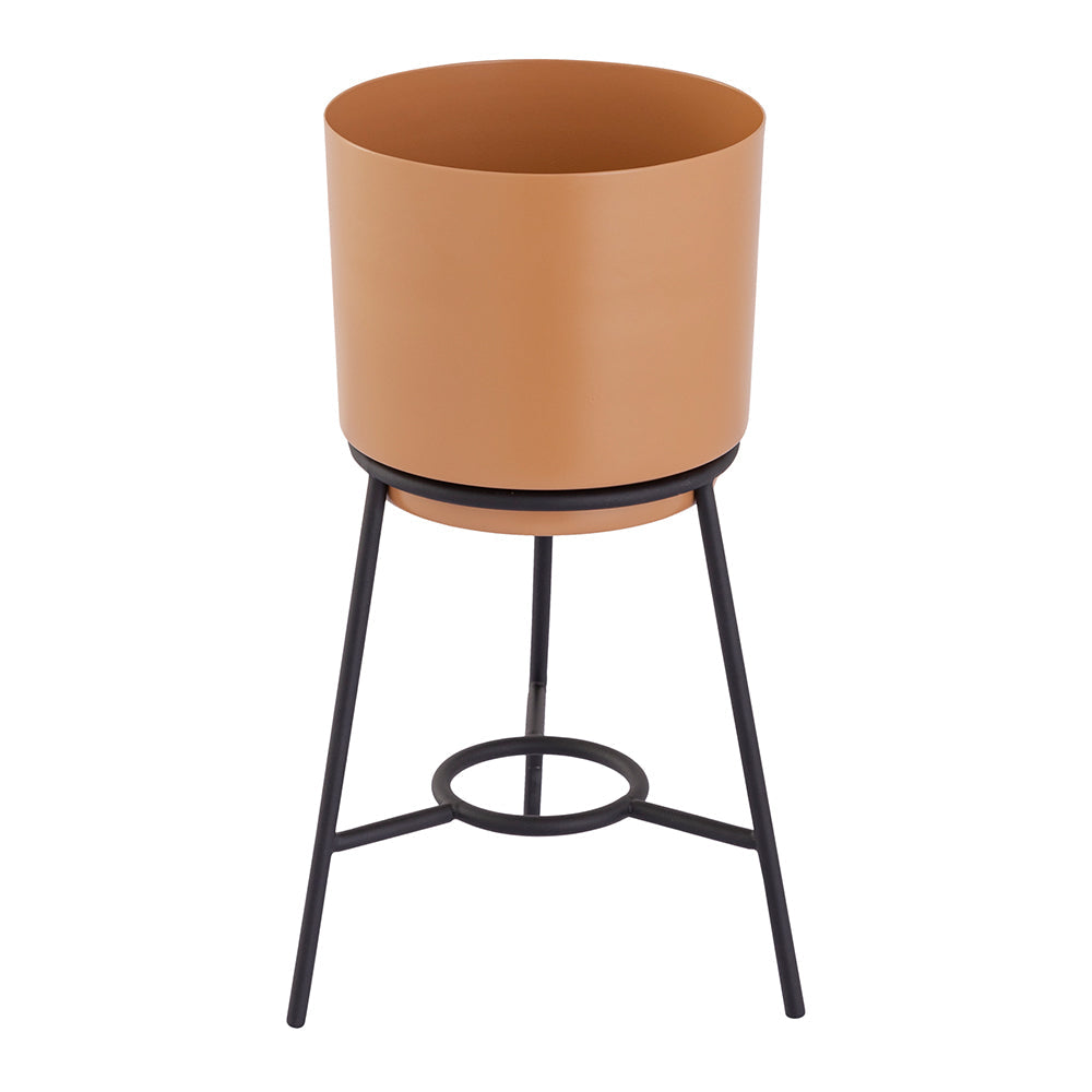 Brown Metal Table Planter With Stand For Indoor Plants And Flowers