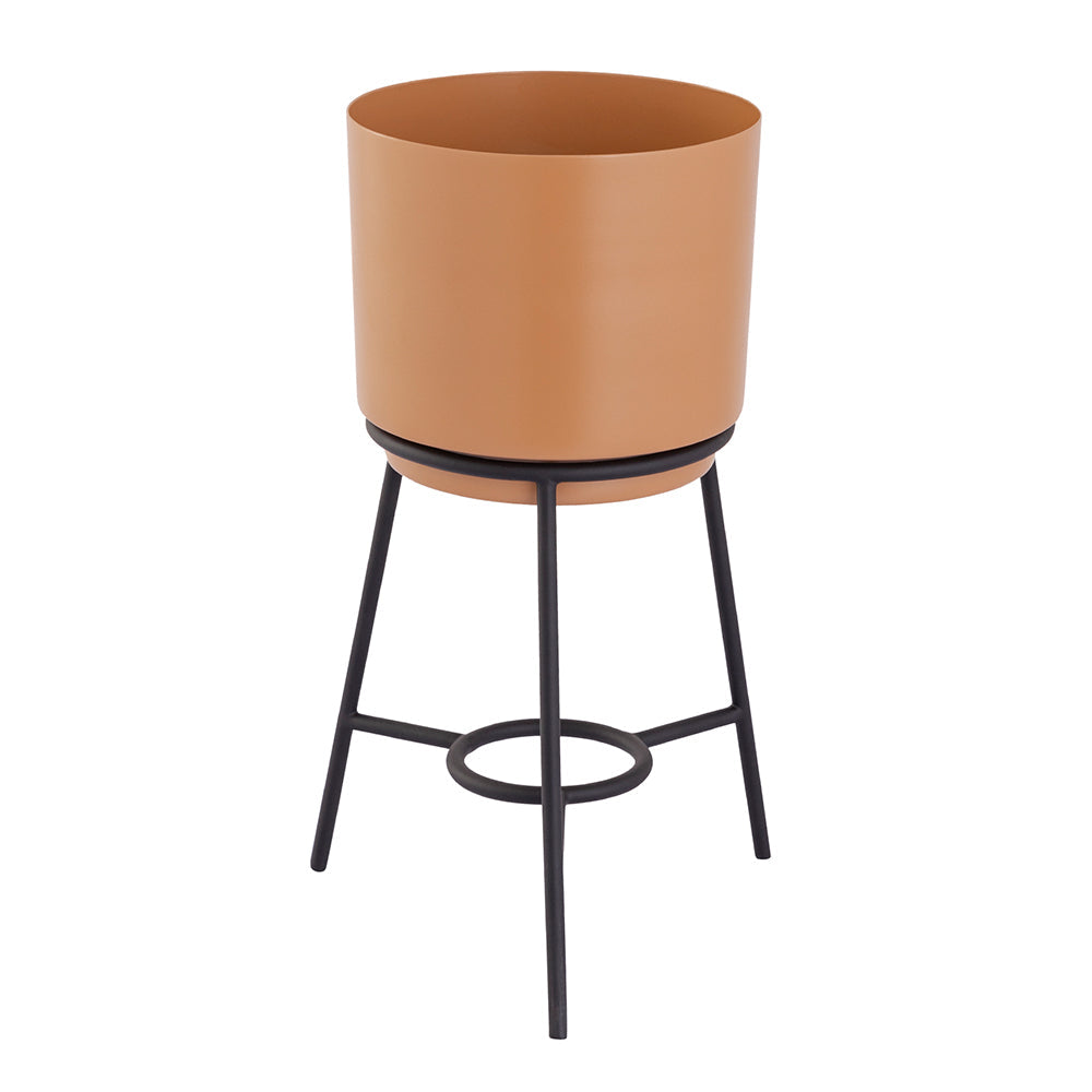 Brown Metal Table Planter With Stand For Indoor Plants And Flowers