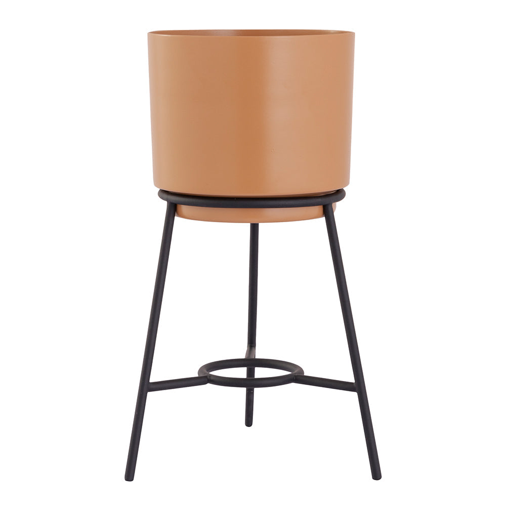 Brown Metal Table Planter With Stand For Indoor Plants And Flowers