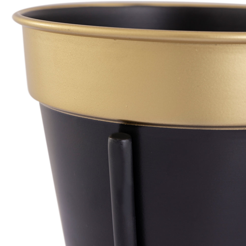 Black Metal Table Planter With Stand For Indoor Plants And Flowers