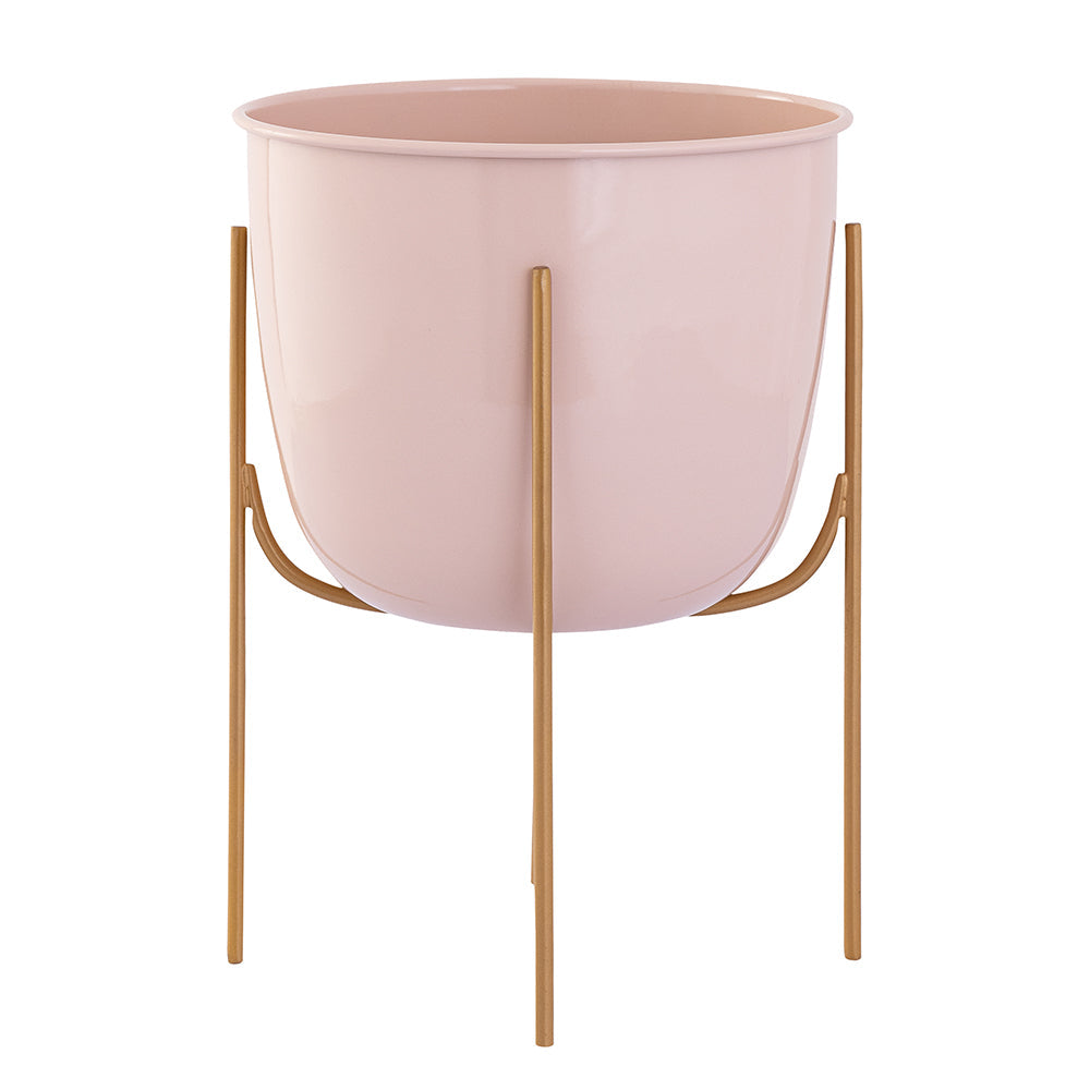 Peach Metal Table Planter With Stand For Indoor Plants And Flowers