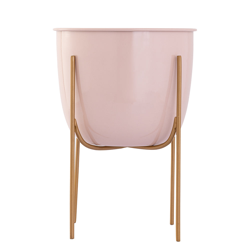 Peach Metal Table Planter With Stand For Indoor Plants And Flowers