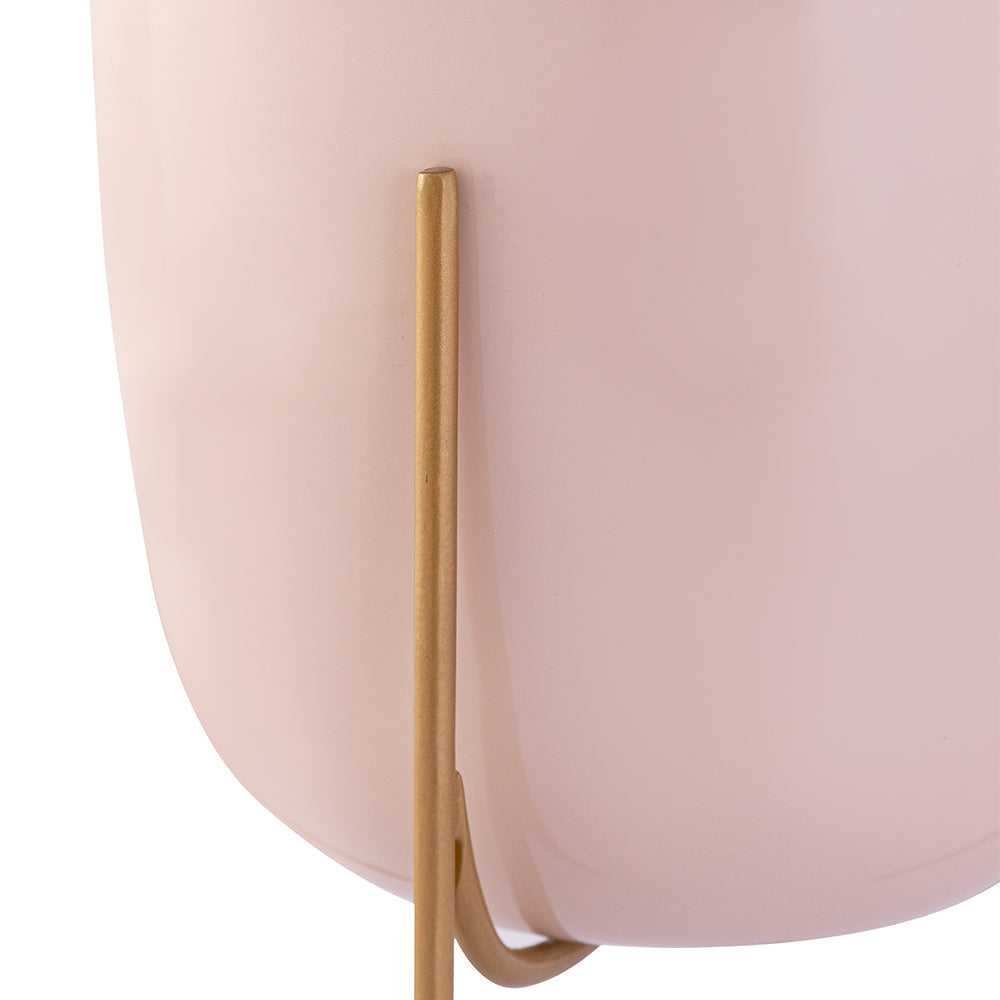 Peach Metal Table Planter With Stand For Indoor Plants And Flowers