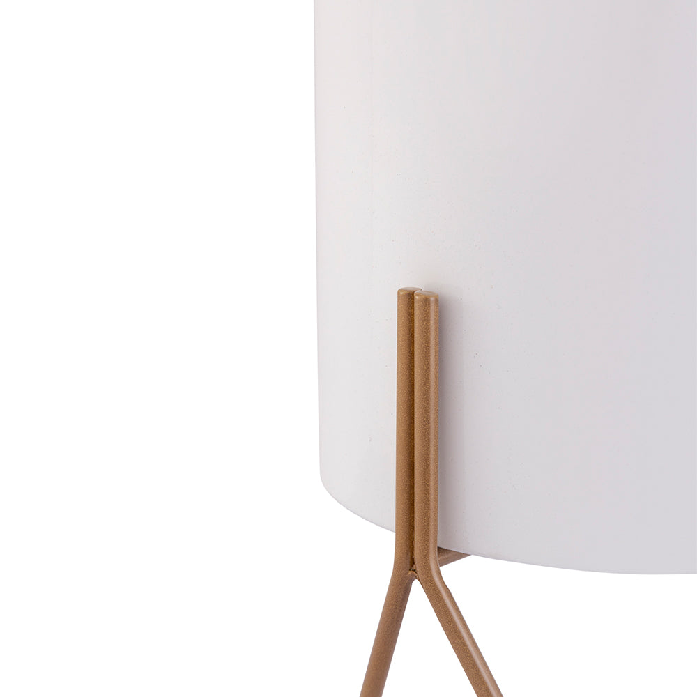 White Metal Table Planter With Stand For Indoor Plants And Flowers