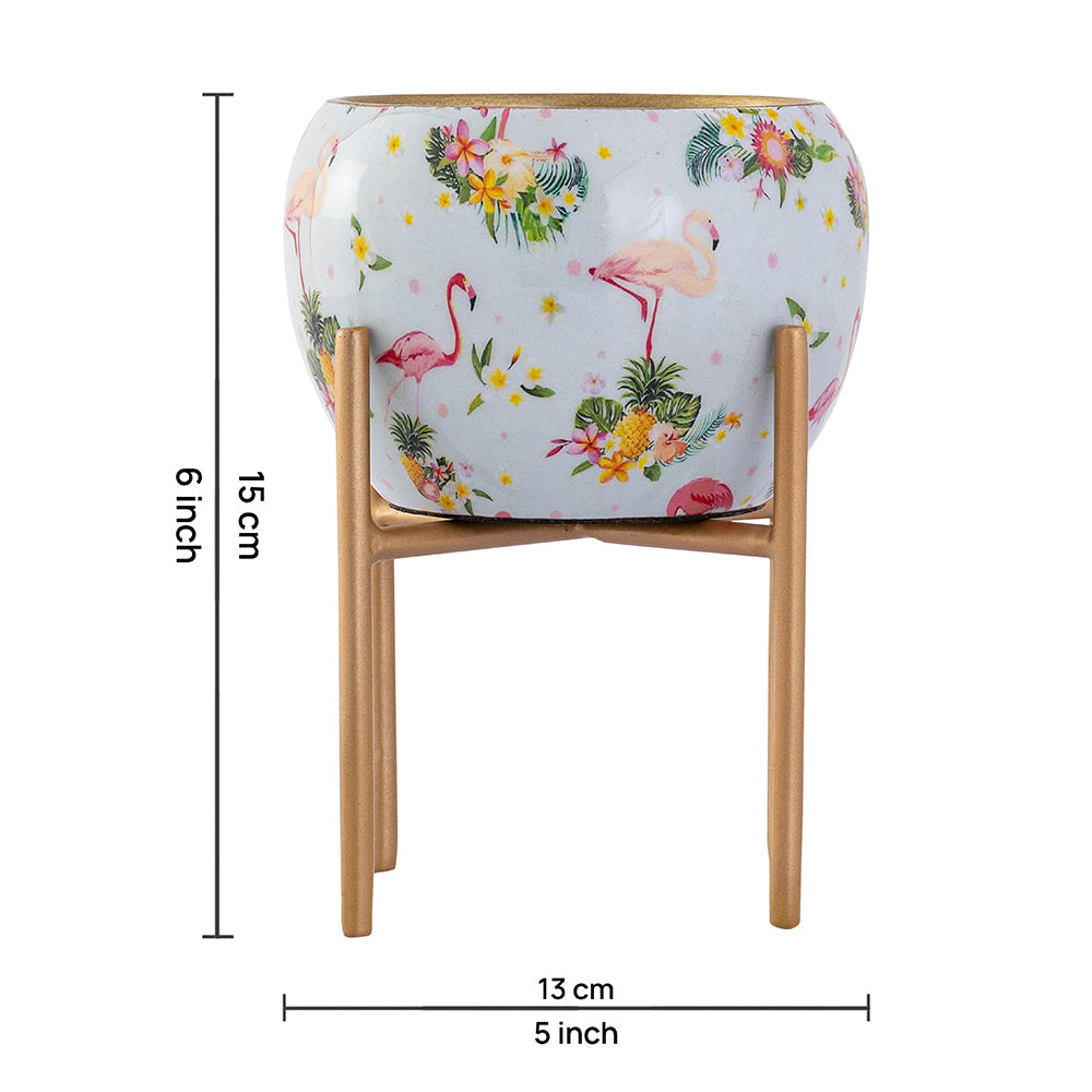 Floral Design Metal Table Planter With Stand For Indoor Plants And Flowers