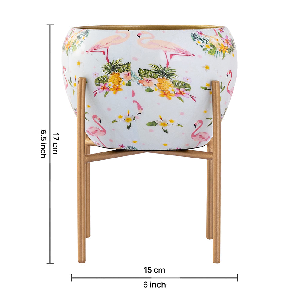 Floral Design Metal Table Planter With Stand For Indoor Plants And Flowers