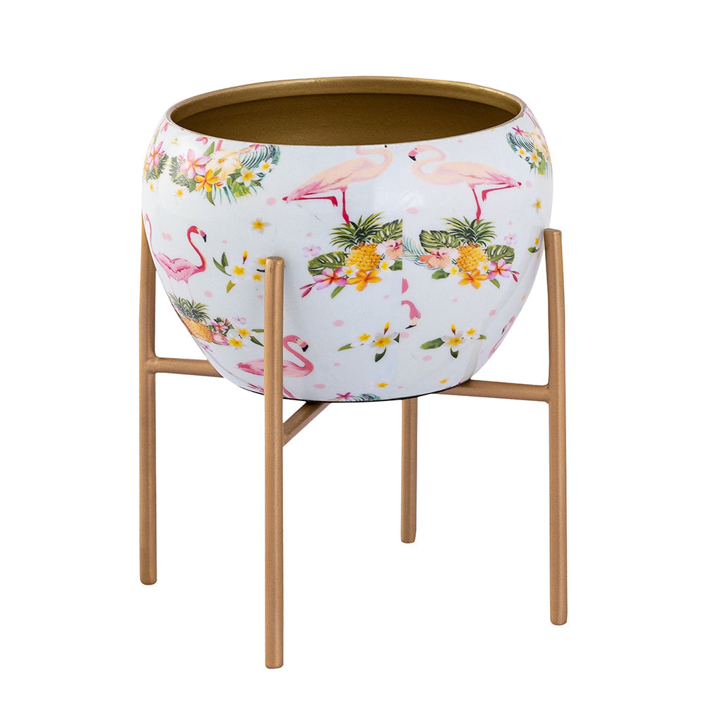 Floral Design Metal Table Planter With Stand For Indoor Plants And Flowers