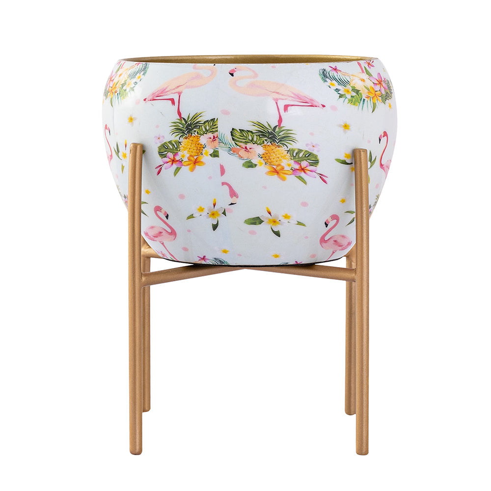 Floral Design Metal Table Planter With Stand For Indoor Plants And Flowers