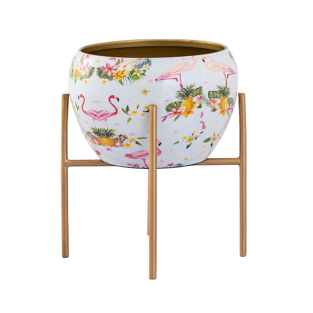 Floral Design Metal Table Planter With Stand For Indoor Plants And Flowers