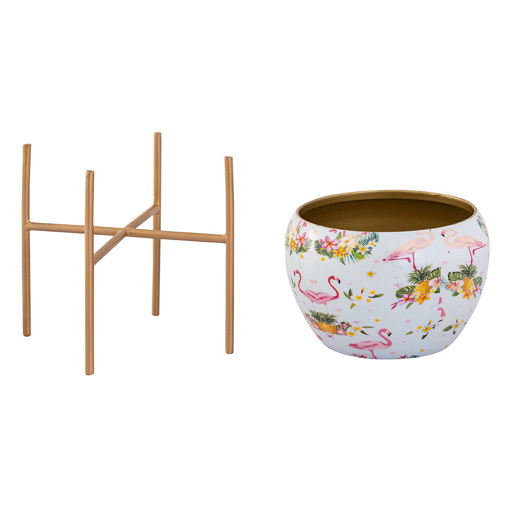 Floral Design Metal Table Planter With Stand For Indoor Plants And Flowers