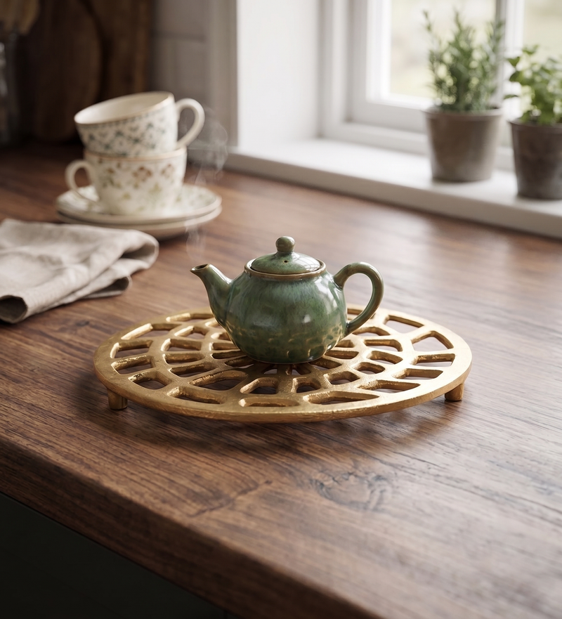 Webbed Metal Trivet - Gold