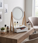 Wooden Vanity Mirror With Storage Drawer - White