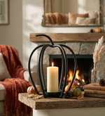 Pumpkin Shaped Metal Candle Holder - Black