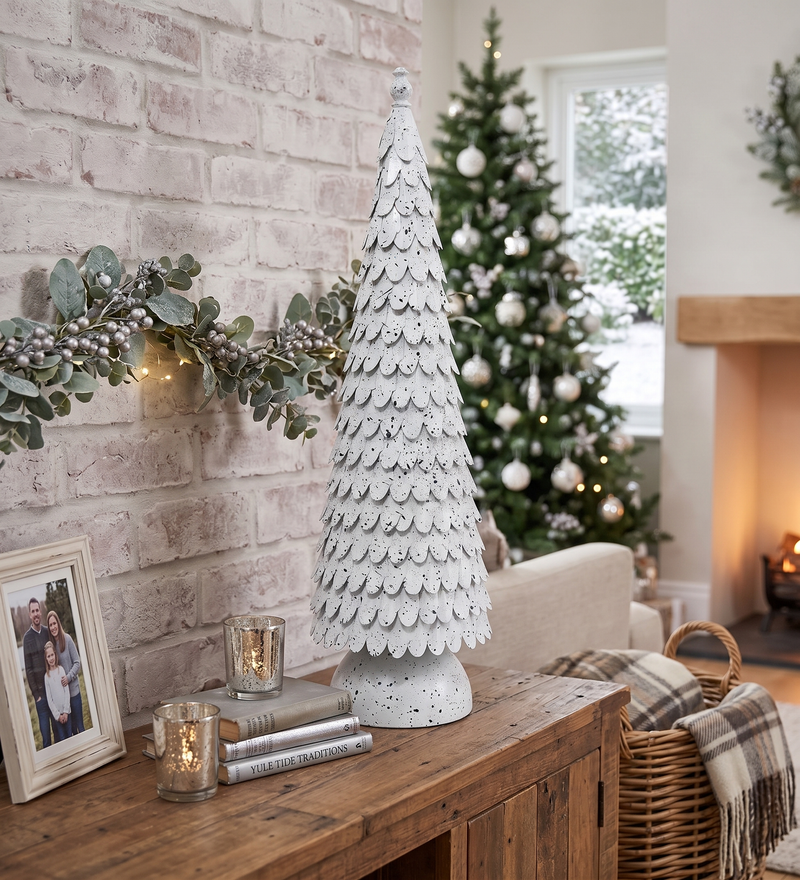 Metal Christmas Tree Decorative Accent - White