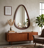 Hanging Mirror With Wooden Frame - Walnut