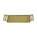 Rectangular Serving Tray with Handles Gold Plated Tray Decorative Aluminium Round Tray for Living Room Dining Office Center Table Decoration, Festival