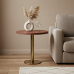 Ally Metal With Wooden Top  Side Table For Indoor, Outdoor, Home And Office, Gold