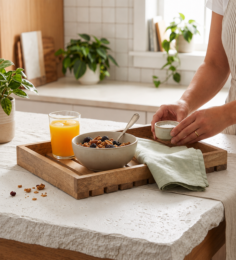 Ebony Wooden Serving Tray, Large - Brown