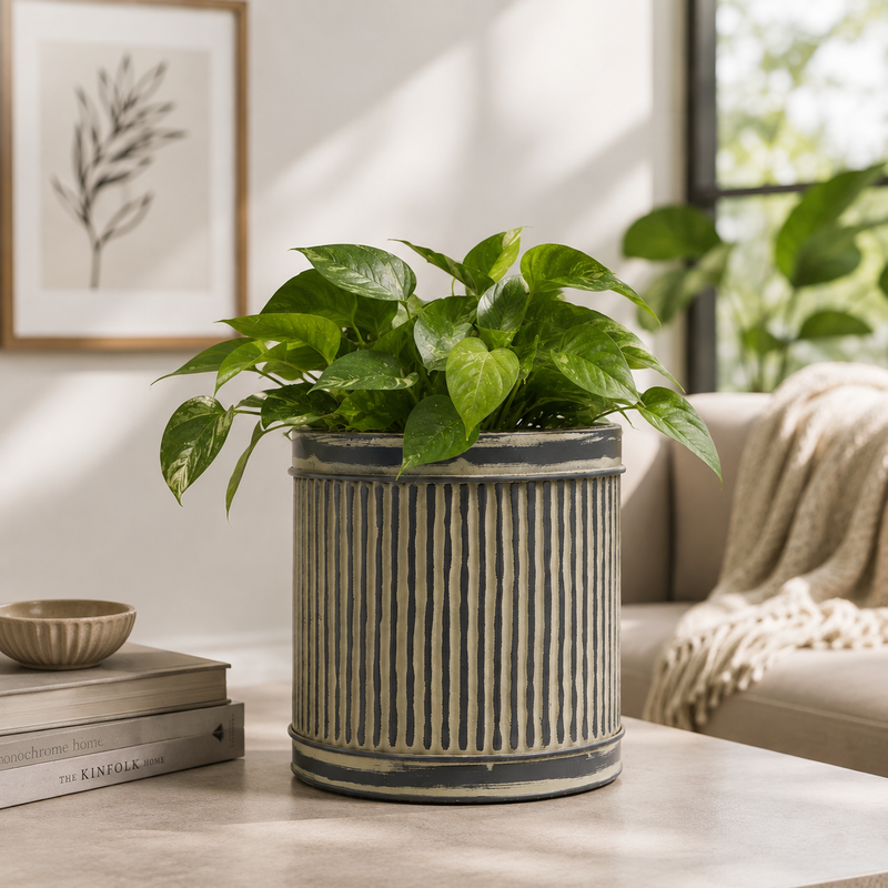 Root Metal Planter, Large - Grey