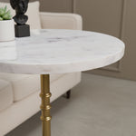 Metal Side Table With Marble Top - Gold & White