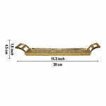 Rectangular Serving Tray with Handles Gold Plated Tray Decorative Aluminium Round Tray for Living Room Dining Office Center Table Decoration, Festival
