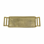 Rectangular Serving Tray with Handles Gold Plated Tray Decorative Aluminium Round Tray for Living Room Dining Office Center Table Decoration, Festival