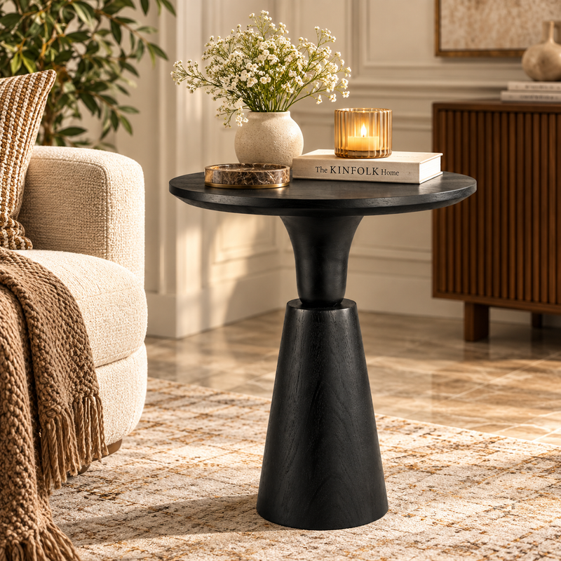 Noiré Sculpt Pedestal Side Table