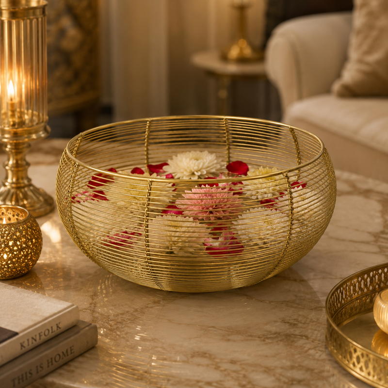 Gold Weave Wire Steel Basket