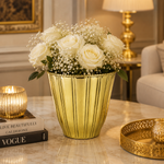 Fluted elegance Gold Vase
