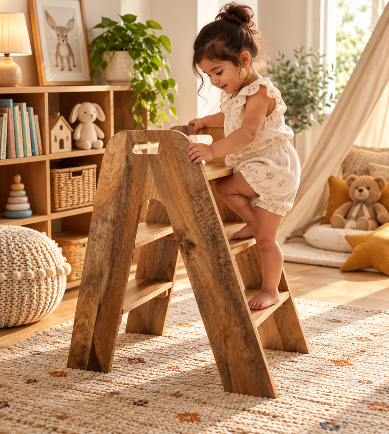 Lyro Wooden Step Ladder, Large - Natural