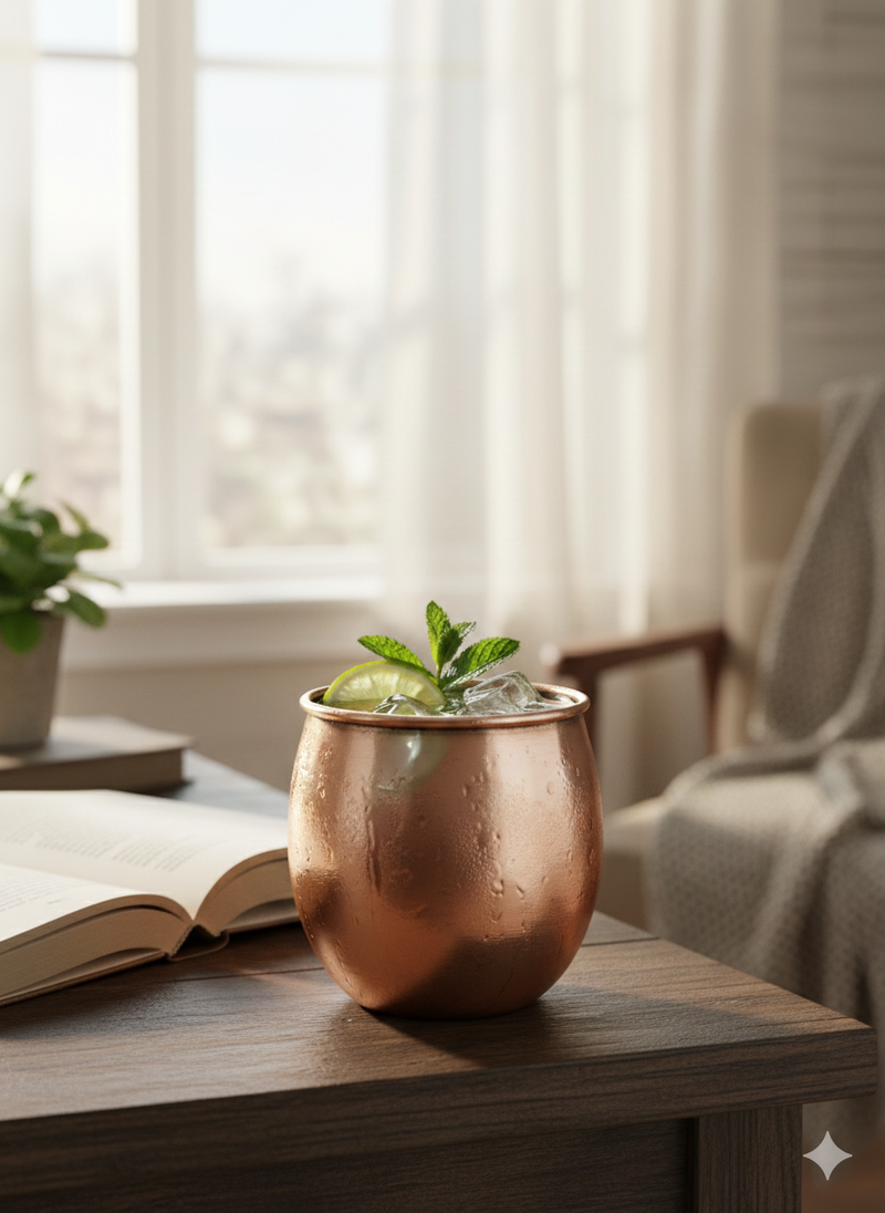 MetalSmith Solid Copper Drinking Glass | Traditional Health Benefits Pure Copper Water Glass for Ayurvedic Wellness (9.52 cm x 10.16 cm) 100% Solid Copper Drinking Cup with Pedestal Base