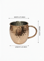 Metalsmith Handcrafted Hammered Copper Mug - Authentic Hand-Hammered Copper Drinking Mug Pure Copper Cocktail Mug For Moscow Mules & Iced Drinks