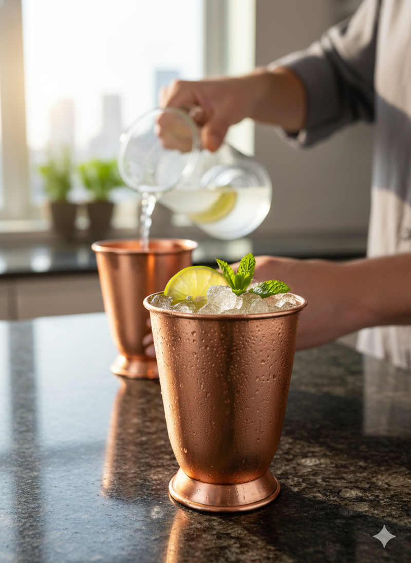 MetalSmith Solid Copper Drinking Glass | Traditional Health Benefits Pure Copper Water Tumbler for Ayurvedic Wellness (8.75 cm x 11 cm) 100% Solid Copper Drinking Cup with Pedestal Base