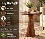 Noiré Sculpt Pedestal Side Table - Brown