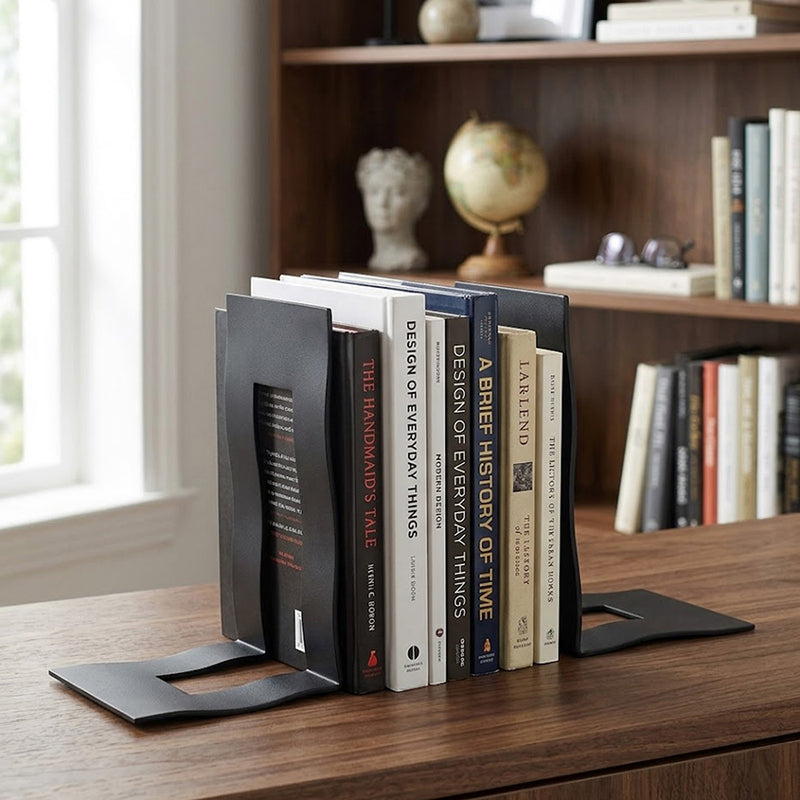 Wave Metal Bookend - Black