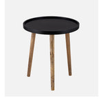 Tripod Wooden Side Table, Large - Natural & Black