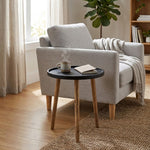 Tripod Wooden Side Table, Large - Natural & Black