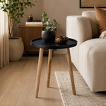 Tripod Wooden Side Table, Large - Natural & Black