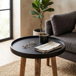 Tripod Wooden Side Table, Large - Natural & Black